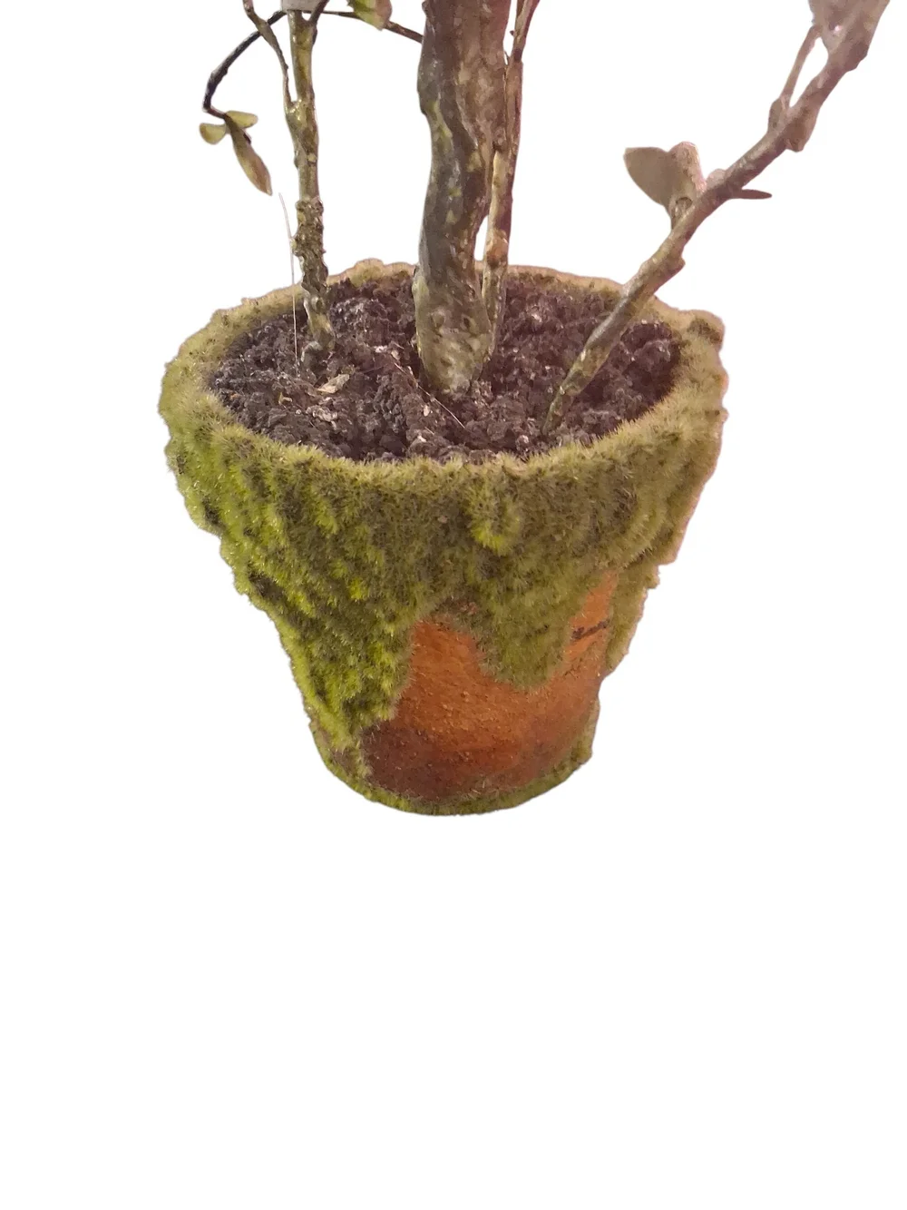 Faux Bird's Nest Topiary Plant in Moss Covered Pot Decor